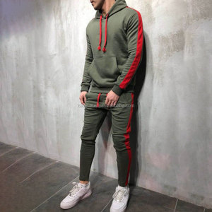 KITSM06 chándal deportivo de algodón 100% para hombre, chándal transpirable liso de una sola raya a prueba de viento para correr para otoño de talla grande - Product Image 1