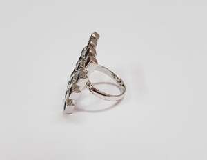Bague de fiançailles et d'anniversaire élégante en argent sterling 925 avec iolite, sertie en grappe carrée tendance, plaquée rhodium - Product Image 2