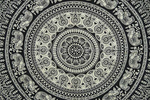 Tapices de elefante de Mandala negro doble con patrón impreso hecho a mano 100% algodón para decoración de dormitorio indio - Product Image 3