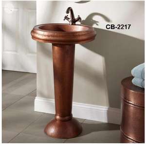 Lavabo con Pedestal de Cobre Martillado - Product Image 2
