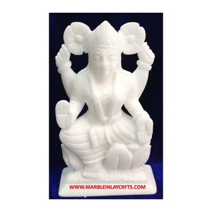 Statue de la déesse indienne Lakshmi Maa en marbre blanc italien, utilisée pour la décoration intérieure - Product Image 1