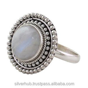 Anillo de Plata de Ley 925 con Piedra Lunar Arcoíris Natural, Estilo Religioso, Joyería Artesanal para Exportadores y Mayoristas - Product Image 2