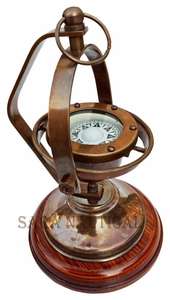 <b>Compass</b> Gimbal Vintage Antique Brass Nautical Binnacle Ships Marine Boat <b>Compass</b> CHCOM577 - Product Image 4