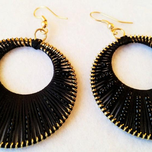 Pendientes de Aro, Pendientes de Aro de Algodón, Pendientes de Aro de Latón Hechos a Mano, Felicidad Hecha a Mano - Product Image 1
