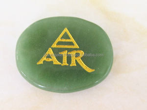 Colgante Gótico de Aventurina Verde Grabado a Mano, Cuarzo Ágata Tallado con Patrón de los 4 Elementos Curativos, Artesanía de Piedras Preciosas, Feng Shui - Product Image 2