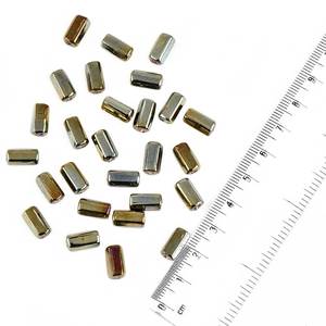 Cuentas de joyería de vidrio sueltas de forma cilíndrica rectangular gris metálico (paquete de 12) - Product Image 1