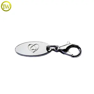 Small hook metal keying tags custom engraved letter metal phone charms with lobster clasp