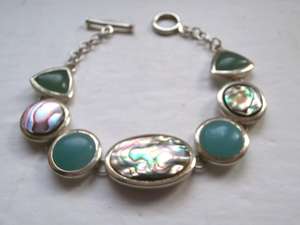 Paua Shell & Aigue-Marine En Argent Sterling Bracelet - Product Image 2
