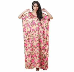 Floral Style Colorful Ankle Length Kaftan / Latest Night Wear Kaftan Design / Honeymoon Dresses Collection