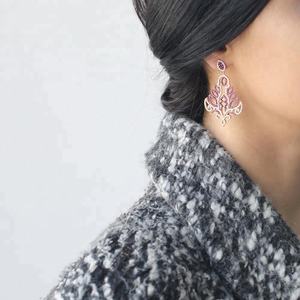 Showy Ruby avec pierre de Zircon lustre boucles d'oreilles pendantes vente en gros bijoux turcs en argent Sterling 925 pour femme - Product Image 2