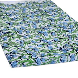 Jaipur Sanganeri bloque de mano impreso tela de algodón indio cielo azul Base vestido para correr tela de costura ligera camisas niños niñas - Product Image 5