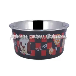 Edelstahl Dog Fusion Bowl mit Druck Pet Feeding Bowl Umwelt freundliche Luxus-Tiernahrung Fütterung druck Pet Bowl