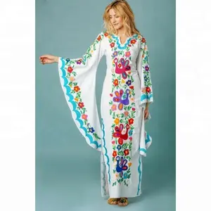 Vintage Design Premium Quality Women's Full Embroidery Work Long Sleeves Maxi Standard Long Kaftan Dress Gift For Her Wholesale