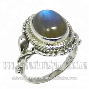 แหวนพลอยลาบราดอไรต์ธรรมชาติที่สวยงาม925แข็งเครื่องประดับเงินสเตอร์ลิงแหวนเวอร์เมียล - Product Image 2