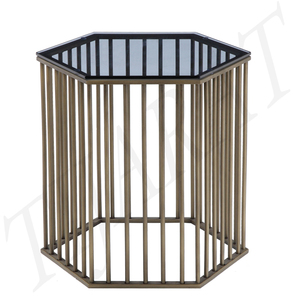 Mesa de centro de METAL con tapa de vidrio, mesita lateral de café, mesa de café de vidrio - Product Image 1