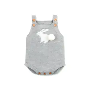 baby rompers cartoon bunny sleeveless knitwear knitted baby romper