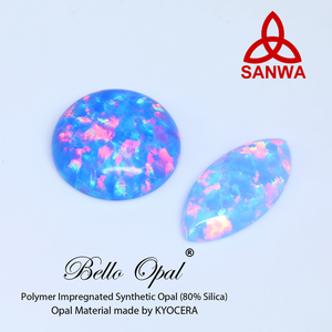 Cuentas Redondas y Cabujones de Ópalo Estimulado Sanwa Exclusive OP74 en 92 Colores para Diseño de Ópalo Sintético en Plata de Ley - Product Image 2