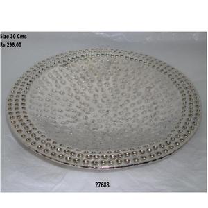 Bandeja de aluminio con diseño grabado lateral redondo, bandeja decorativa para servir alimentos, para el hogar, bodas y restaurantes - Product Image 5