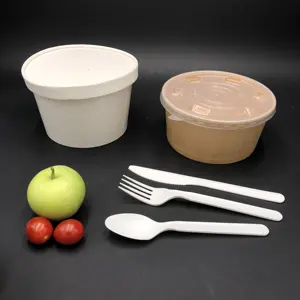 Экологически чистая упаковка одноразовый контейнер для еды на вынос, крафт-Салатница, горячая чашка, бумажная суповая миска