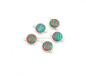 Cuivre Turquoise Pierres Précieuses Résultats Plaqué Or Fabrication de Bijoux Faits à la Main Charme Lunette Pierre De Naissance Boho Connecteur - Product Image 4