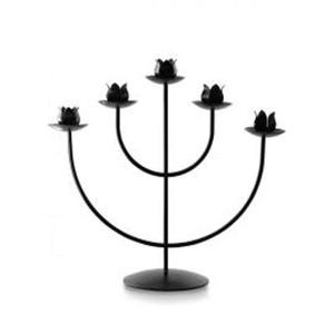 Porte-bougies en fer forgé noir à 5 lumières - Product Image 1