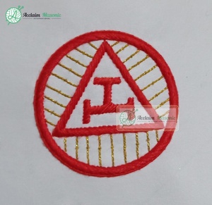 Delantal de Arco Real bordado a mano de lingotes masónicos, Material de cuero de Sumo Sacerdote PHP con insignia cosida, decoración de diamantes de imitación - Product Image 2