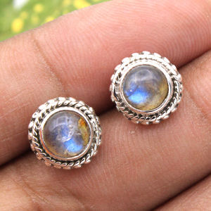 Pierre de lune turquoise à gros clous, boucles d'oreilles, lapis lazuli labradorite, pierre précieuse, argent sterling 925, vente en gros, étranger en ligne - Product Image 5