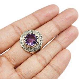 Anillos de plata de ley 925 con amatista y forma redonda, joyería brillante, venta al por mayor - Product Image 4