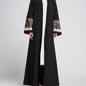 Robe musulmane moderne à rayures pour femmes, Abaya, dubaï, Kaftan, Kimono, 2018 — 2019