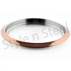 Bar Tray Copper Plating Stainless Steel Metal Round Tray High Quality Luxury Metal Brass Round Serving Tray