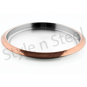 Bar <b>Tray</b> Copper Plating Stainless Steel Metal Round <b>Tray</b> High Quality Luxury Metal Brass Round Serving <b>Tray</b> - Product Image 1