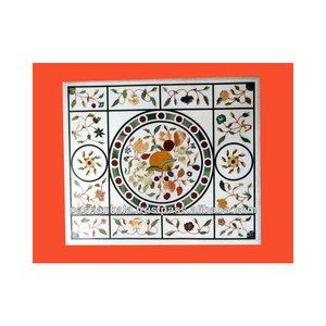 Mesa de mármol con incrustación india, mesa de centro de marquesina - Product Image 1