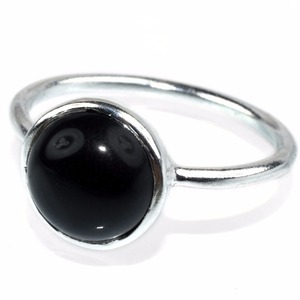 Bague ronde amusante en argent Sterling 925 noir Onyx, bijoux en argent, bijoux en argent avec pierres précieuses - Product Image 2