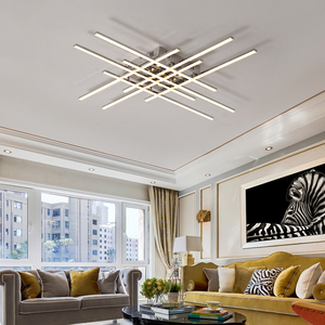 Popolare Lampadario LED Lineare Moderno Minimalista con Strisce di Alluminio Intersecanti per Sala da Pranzo e Soggiorno - Product Image 4