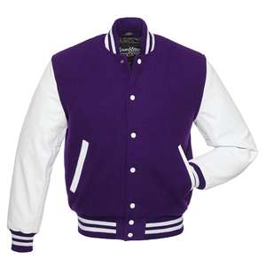 2024 Varsity chaqueta de cuero para hombre Royal Purple mangas regulares Patchwork bordado Bomber piel de oveja invierno Letterman - Product Image 5