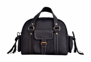 Wholesale New <b>Men's</b> Vintage Genuine Leather Black Color Travel School Book Backpack Zipper <b>Bag</b> With Two Handles And Front Pocket - Product Image 4