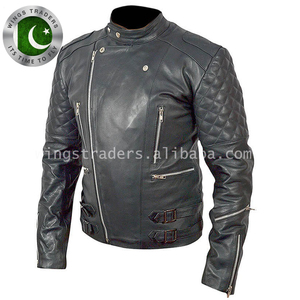 Chaqueta clásica de cuero para motorista, chaqueta de carreras para invierno, color negro - Product Image 4