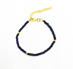 สร้อยข้อมือลูกปัดไพไรต์สีทองและไพลินขนาด3-4มม. สำหรับเป็นของขวัญและงานแต่งงาน - Product Image 1