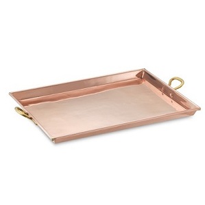 ถาดเสิร์ฟทรงสี่เหลี่ยมทำจากทองแดงบริสุทธิ์พร้อมที่จับสำหรับตกแต่งห้องครัว - Product Image 1