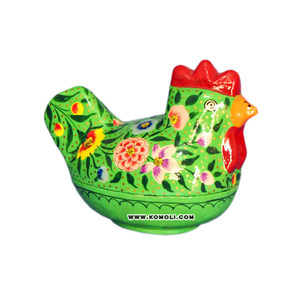 Caja de papel verde con forma de gallo para decoración de Pascuas, mache de animales - Product Image 1