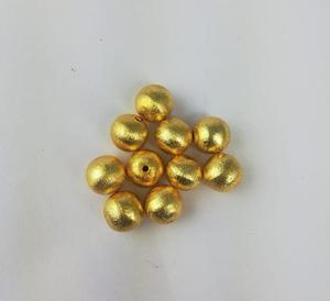 Gold Plated <b>Brushed</b> <b>Round</b> Shape Beads - Product Image 2