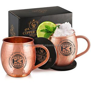 King échantillon de tasses de Mule de moscou disponibles, ensemble de tasses en cuivre martelé en acier inoxydable, ensemble de tasses en cuivre de 12 oz avec pailles et sous-verres - Product Image 5