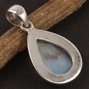 Colgante Vintage de Plata de Ley 925 pura piedra lunar de arco iris Natural piedra preciosa de fuego - Product Image 2