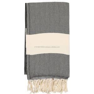 Chevrons Classique Pestemal Turc Serviettes Hamam Serviettes En Gros-Couverture-noir Collection Classique - Product Image 1