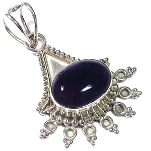 Colgante de amatista antigua, joyería de plata 925, venta al por mayor - Product Image 2