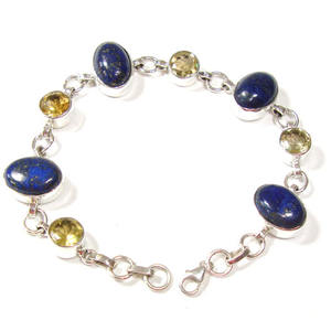 Pulsera de Plata con Piedra Semipreciosa de Lapislázuli, Joyería de Moda para Mujer - Product Image 4