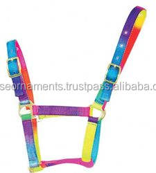 Arc-en-ciel Cheval Haute Qualité 100% PP Sangle Bande Halter OEM Western Style Cheval Tête Collier avec Réglable Tailles Assorties Rainb - Product Image 2