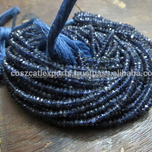 Cuentas Redondas Facetadas de Iolita Azul Natural de 3.50 mm, Hilo de 14 Pulgadas para la Fabricación de Joyas - Product Image 1