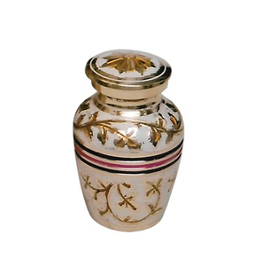 Urne de crémation souvenir traditionnel en laiton couleur or pour cendres funérailles métal laiton/aluminium - Product Image 4