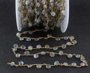 Piedra preciosa labradorita azul con forma de corazón facetado natural, cadena de Rosario chapada en oro hecha a mano, joyería al por mayor - Product Image 6